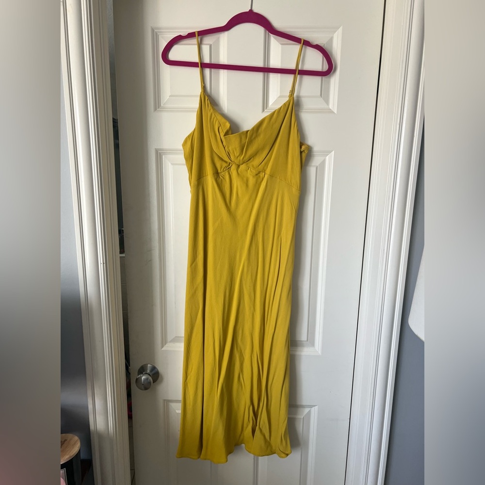 LOFT Mustard Yellow Cowl Neck Maxi Slip Dress